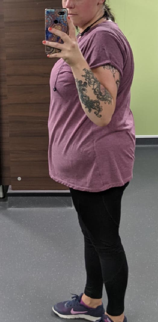 Carly five years ago, at nearly 18 stone